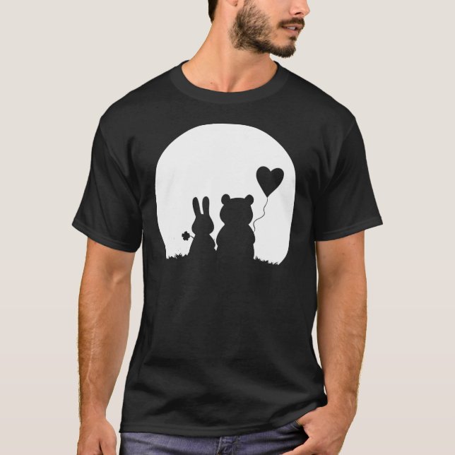 Camiseta Coelho Bonito Urso Amor Coelho Dia de os namorados (Frente)