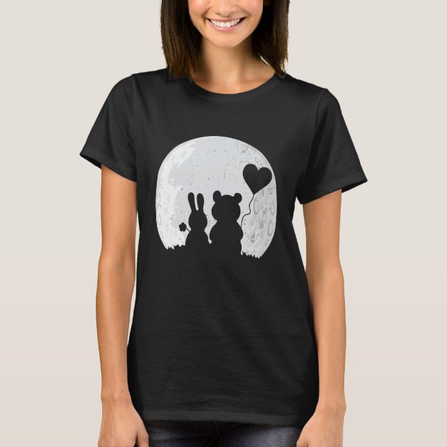 Camiseta Coelho Bonito Urso Amor Coelho Dia de os namorados (Frente)