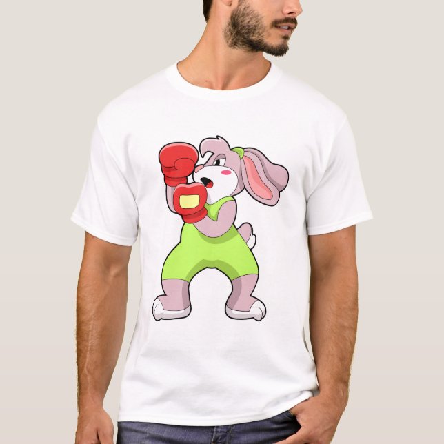 Camiseta Coelho boxeando com luvas de boxe (Frente)