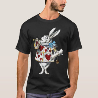 Camiseta Coelho Branco Alice Wonderland Hearts