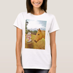 Camiseta Coelho branco e cavalo amarelo