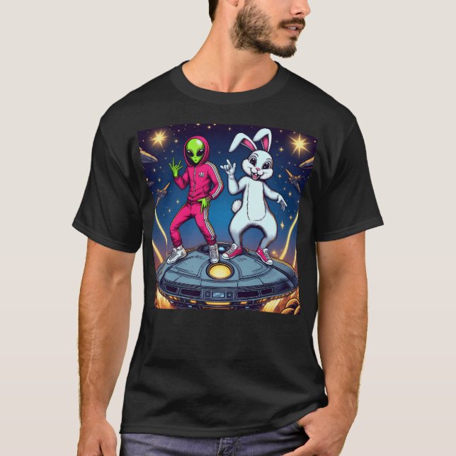 Camiseta Coelho Branco E Rap Adorável (Frente)