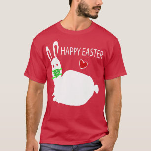Camiseta Coelho Branco Engraçado felz pascoa