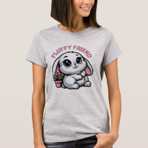 Camiseta Coelho Branco Fluffy com Pote de Planta