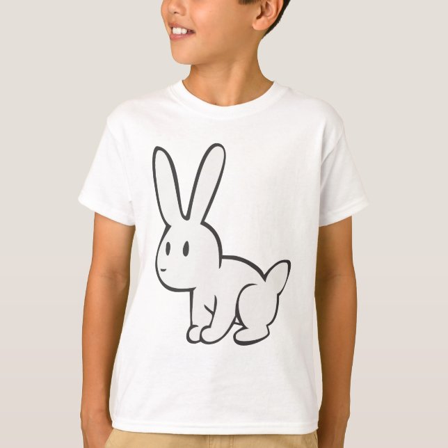 Camiseta Coelho Branco jovem e bonito (Frente)