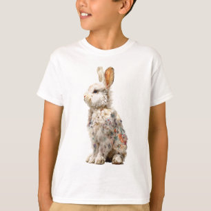 Camiseta Coelho Bunny Floral Felpudo Prado Crianças