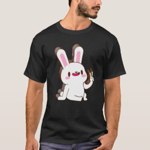 Camiseta Coelho Bunny Multicamada Paz Relaxado Fofo Estétic