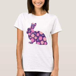 Camiseta Coelho bunny retrô rosa e flores
