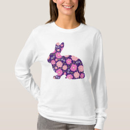 Camiseta Coelho bunny retrô rosa e flores