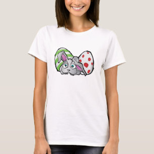 Camiseta Coelho cinzento com ovos da páscoa