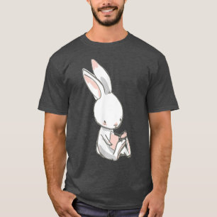 Camiseta Coelho Coelho Branco Fofo Amante de Livro e Leitur