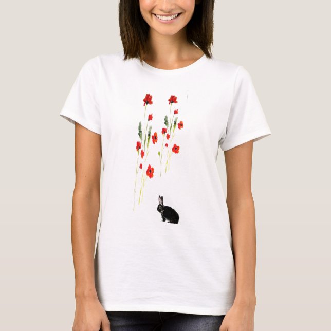Camiseta Coelho Coelho das Flores Poppy (Frente)
