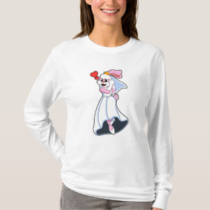 Camiseta Coelho com vestido de noiva e coroa