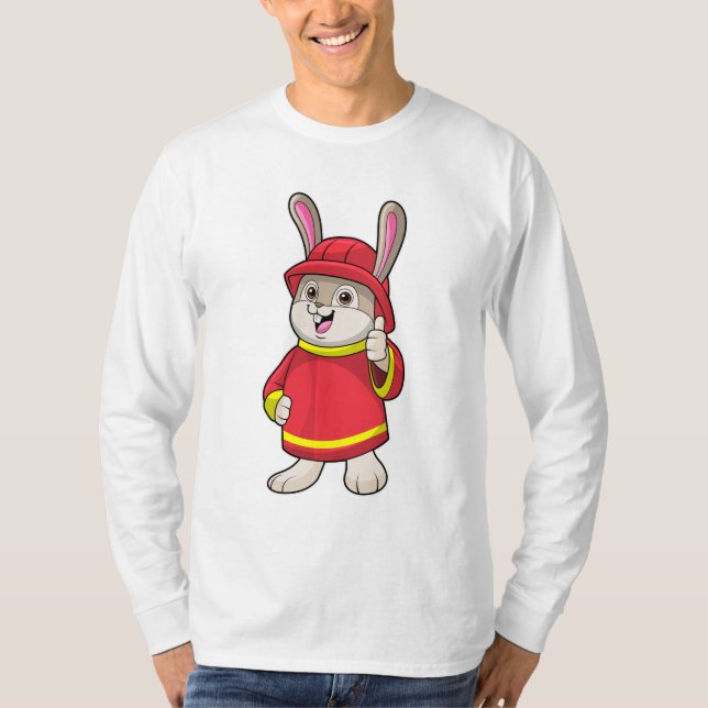 Camiseta Coelho como Bombeiro com Capacete (Frente)