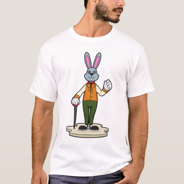 Camiseta Coelho como cavalheiro com Cana (Frente)