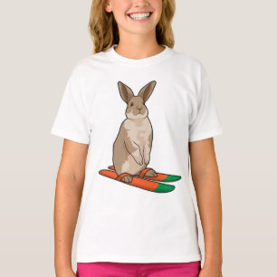 Camiseta Coelho como esquiador com esqui