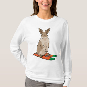 Camiseta Coelho como esquiador com esqui