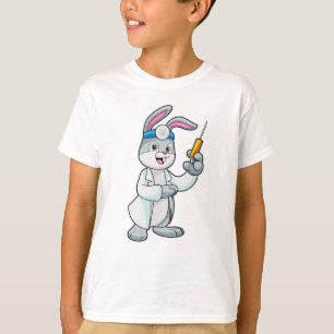 Camiseta Coelho como Médico na Vacinação com Seringa