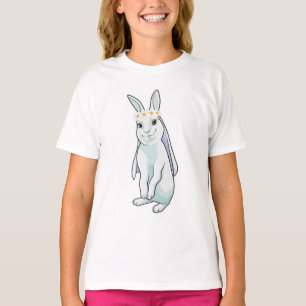 Camiseta Coelho como Noiva com Grinalda de flores