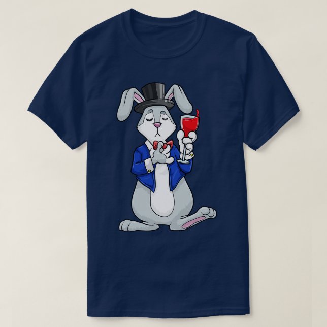 Camiseta Coelho como noivo com casaco e cilindro (Frente do Design)