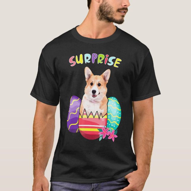 Camiseta Coelho Corgi Com Ovos Cão de Páscoa (Frente)