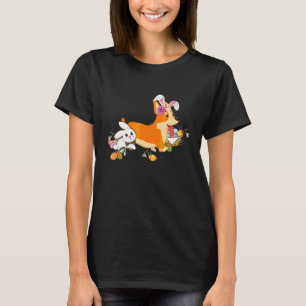 Camiseta Coelho Corgi de Páscoa Em Uma Cesta É Para Domingo