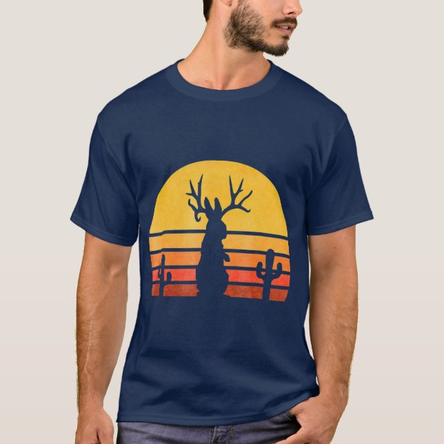 Camiseta Coelho Criptido Jackalope Vintage (Frente)