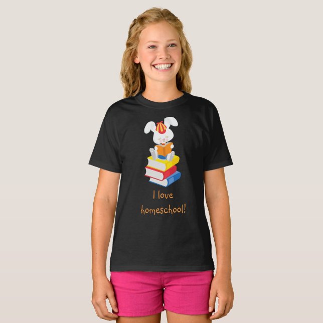 Camiseta Coelho da escola doméstica (Frente Completa)
