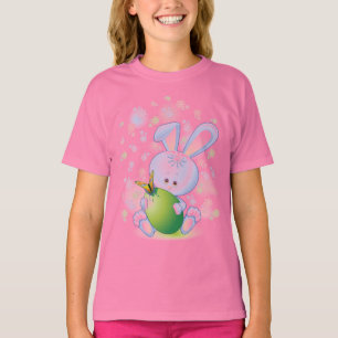 Camiseta Coelho da páscoa com ovo e flores