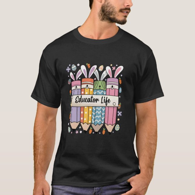 Camiseta Coelho da Páscoa da Vida Educadora Groovy Ensinand (Frente)