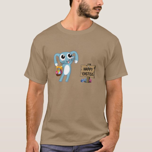 Camiseta Coelho da Páscoa deseja Feliz Páscoa (Frente)