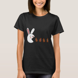 Camiseta Coelho da Páscoa Engraçado Comendo Chocolate Gamer