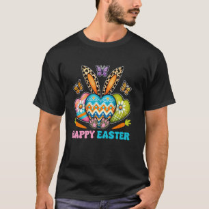 Camiseta Coelho da Páscoa Feliz Coração Estampa de Leopardo