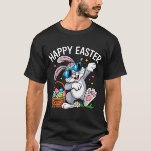 Camiseta Coelho da Páscoa feliz fazendo dab sunglasses cria