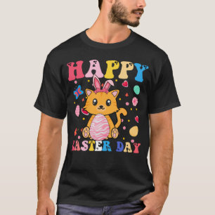Camiseta Coelho da Páscoa Feliz Gato Dia da Páscoa Groovy