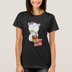 Camiseta Coelho da Páscoa Feliz Gato Páscoa Humorístico