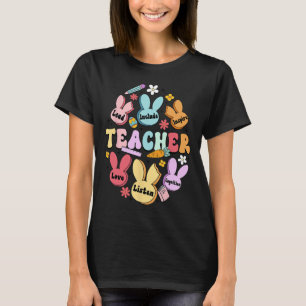 Camiseta Coelho da Páscoa Feliz Professora Amor Lidera Incl