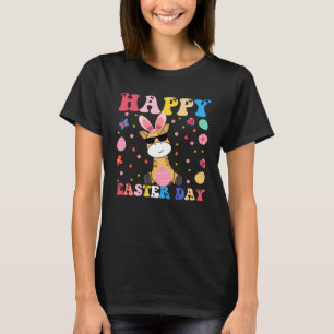 Camiseta Coelho da Páscoa Girafa Feliz Dia de Páscoa Groovy