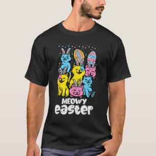 Camiseta Coelho da Páscoa Meowy Gatos Animais de Primavera