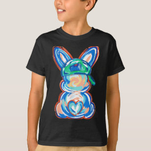 Camiseta coelho da páscoa pincelada feliz páscoa mulheres m