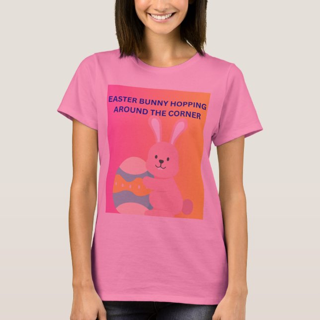 Camiseta Coelho da Páscoa Pulando na Esquina (Frente)