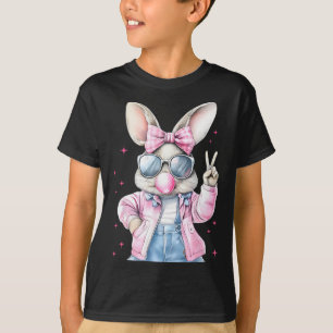 Camiseta Coelho da Páscoa soprando chiclete Coelho da Pásco