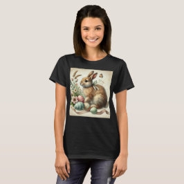 Camiseta Coelho da Páscoa Vintage Aquarela de Ovo