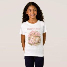 Camiseta Coelho da Páscoa Vintage Pink Blush Aquarela