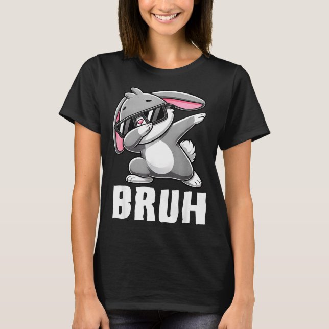 Camiseta Coelho dabbing bruh meme dia de Páscoa dab coelho  (Frente)