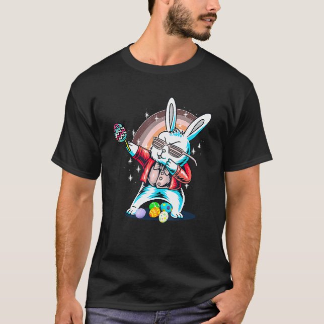 Camiseta Coelho Dabbing, coelho torto, cotovelo-cotovelo e  (Frente)