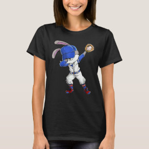 Camiseta Coelho Dabbing Dia de Páscoa Catcher de Beisebol F