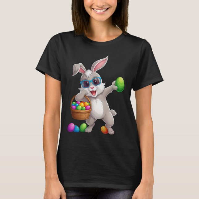 Camiseta Coelho Dabbing Páscoa Divertida  (Frente)