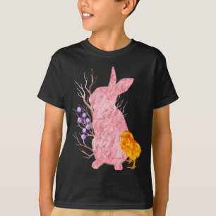 Camiseta Coelho de algodão rosa frango pascoa primavera men