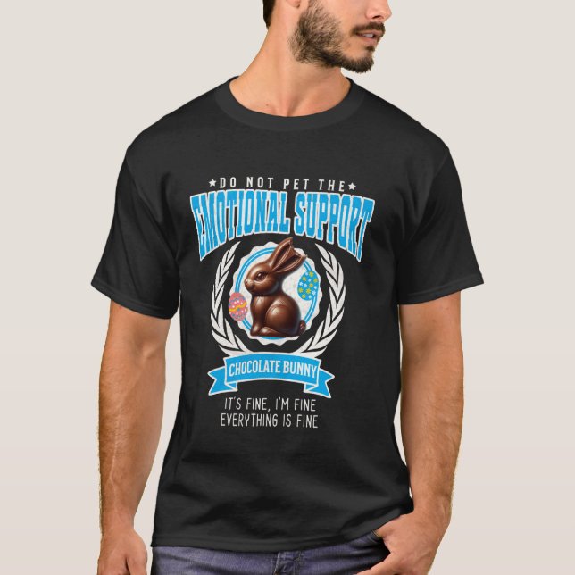 Camiseta Coelho de Chocolate de Apoio Emocional Páscoa Cita (Frente)